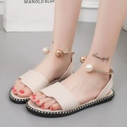 Size:4.5-11 Women Unique Pearl Decor Flat Sandals Shoes