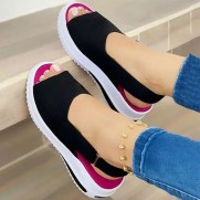 Women Casual Velcro Design Peep-toe Wedge Platform Sandals