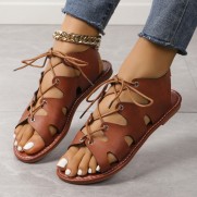 Women Fashion Casual Plus Size Cross Strap Hollow Flat Sandals