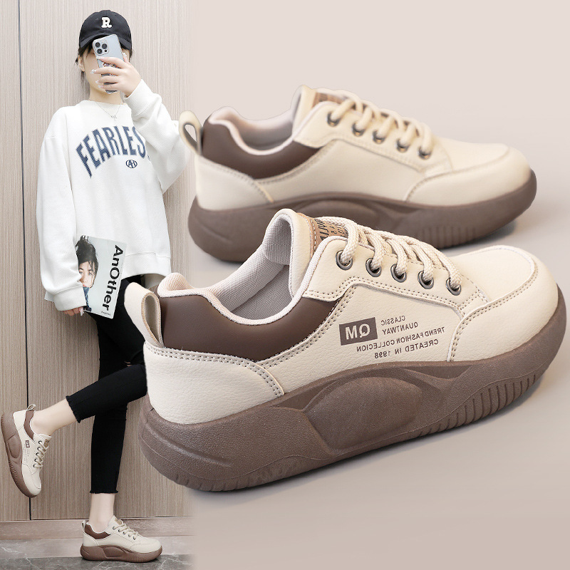 Women Casual Fashion Thick-Soled Round Toe Lace-Up Sneakers