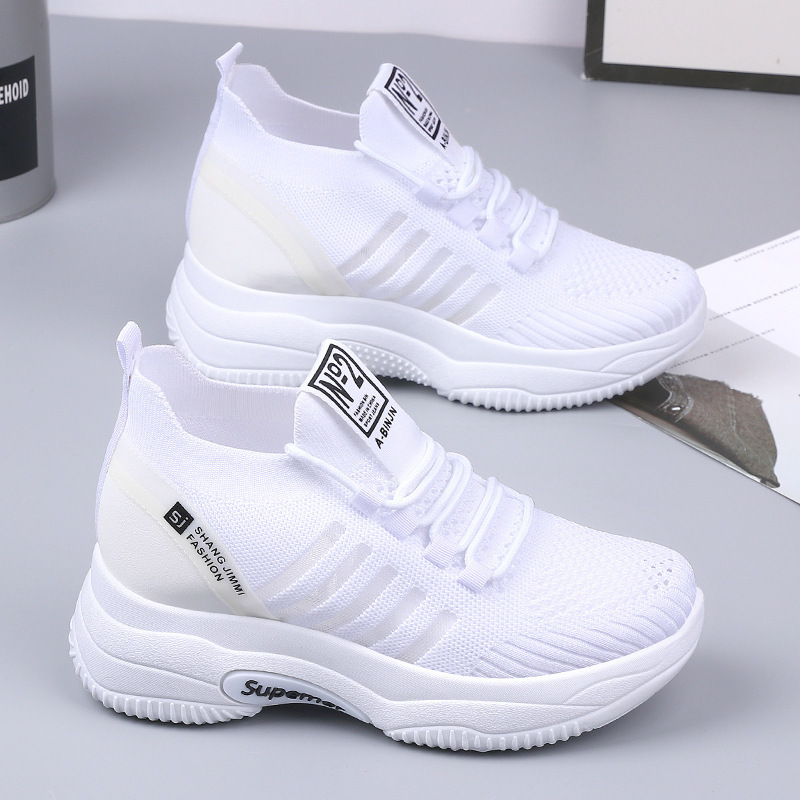 Summer Women Fashion Casual Fly-Woven Non-Slip Breathable Mesh Height-Increasing Sneakers