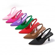 Summer Women Fashion Plus Size Solid Color Pointed Toe Heel Hollow Out High Heels